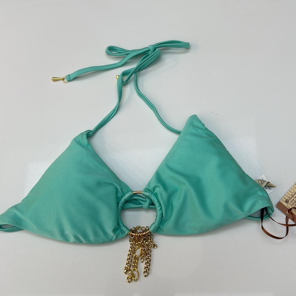 Bellissima Swimwear Turquoise Bikini Set with Gold Accents. - Picture 6 of 13